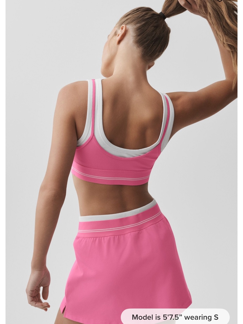 ALO Yoga Paradise Pink and White Scoop-Neck Sports Bra and Skirt!! Set - Picture 4 of 7